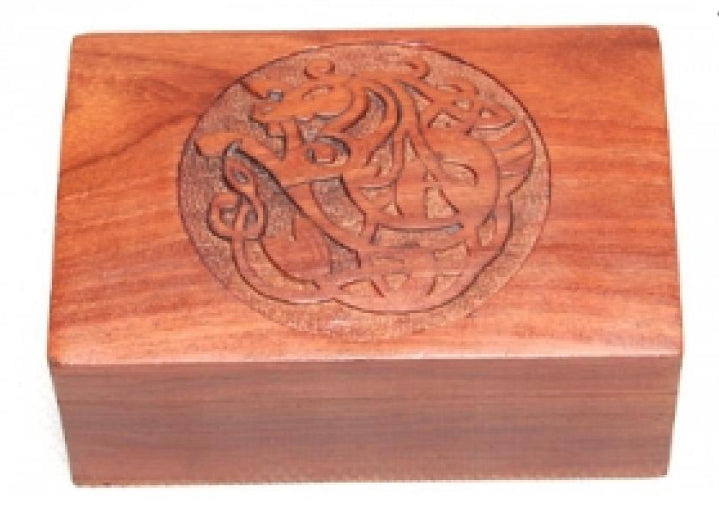 Celtic Horse Carved Wood Box 4x6"